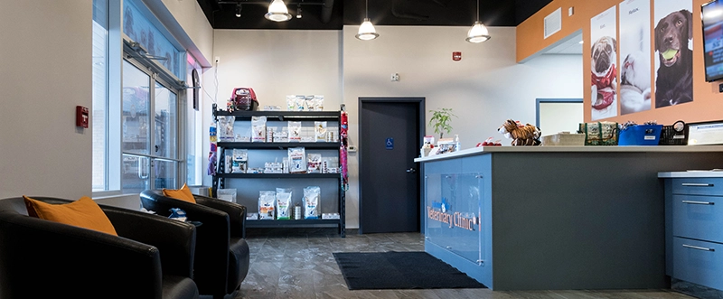 The entrance to Sixteen Mile Veterinary Clinic